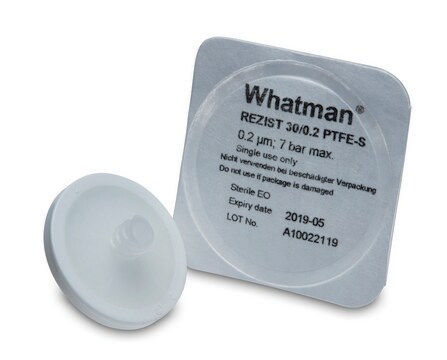 Whatman&#174; ReZist&#174; syringe filter 30 mm, pore size 5&#160;&#956;m, PTFE membrane, non-sterile, pkg of 500&#160;ea