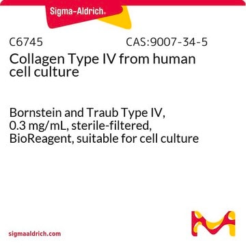 Collagen Type IV from human cell culture Bornstein and Traub Type IV, 0.3&#160;mg/mL, sterile-filtered, BioReagent, suitable for cell culture