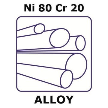 Nickel/Chromium rod, Ni 80%/Cr 20%, 5.0&#160;mm diameter, length 500 mm, temper annealed