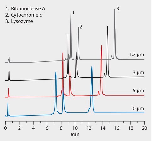 HPLC Analysis of Proteins on Proteomix&#174; SCX Columns, Effect of Particle Size of Resolution application for HPLC