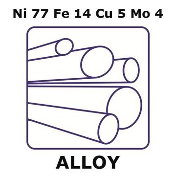 Magnetic shielding alloy, Ni77Fe14Cu5Mo4 rod, 100mm x 6.35mm diameter