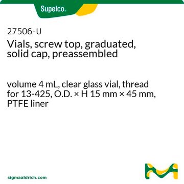 Vials, screw top, graduated, solid cap, preassembled volume 4&#160;mL, clear glass vial, thread for 13-425, O.D. × H 15&#160;mm × 45&#160;mm, PTFE liner