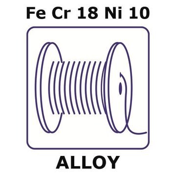 Stainless steel - AISI 304l wire, Fe/Cr18%/Ni10%, 0.5&#160;mm diameter, length 20 m, temper hard