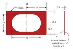Grace Bio-Labs Press-To-Seal silicone isolator, No PSA wells, 1 (Rounded rectangle, 19mm x 32mm x 0.5mm depth)