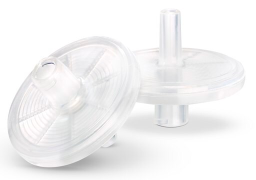 Hydromillex syringe filter pore size 0.2 &#160;&#956;m, diam. 25&#160;mm, hydrophobic PTFE membrane with stripes of hydrophilic coating, non-sterile