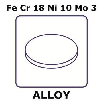 Stainless Steel - AISI 316L alloy, FeCr18Ni10Mo3 foil, 50mm disks, 0.25mm thickness, annealed