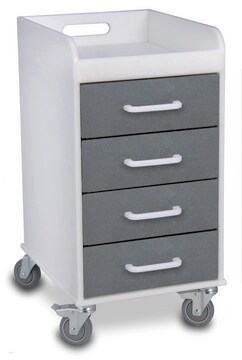 Compact 4 Drawer Locking Cart silver (drawers)