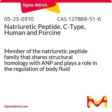 Natriuretic Peptide, C-Type, Human and Porcine Member of the natriuretic peptide family that shares structural homology with ANP and plays a role in the regulation of body fluid homeostasis, vascular tone, and vascular growth.