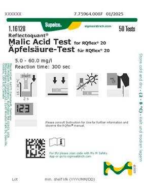 Malic Acid Test reflectometric, 5.0-60.0&#160;mg/L (malic acid), for use with REFLECTOQUANT&#174;