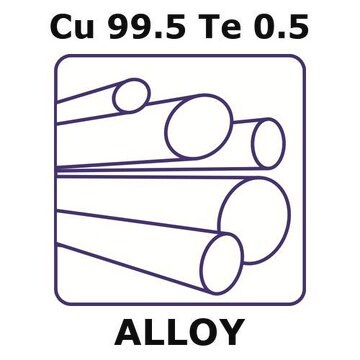 Copper-tellurium alloy, Cu99.5Te0.5 1000mm rod, 25mm diameter