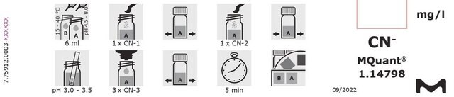 Cyanide Test Method: colorimetric with color-disk comparator 0.03-0.07-0.13-0.2-0.3-0.5-1-2-5 mg/l CN&#8315; MColortest&#174;