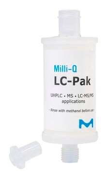 LC-Pak&#174; Polisher Placed at the point of dispense of Milli-Q&#174; IQ/EQ 7 series water systems. Suitable for HPLC, UHPLC, LC-MS and LC-MS/MS analyses.