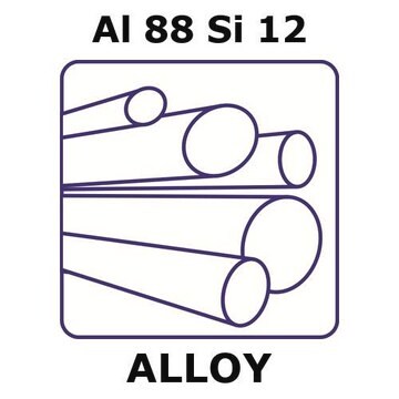 Aluminum-silicon alloy, Al88Si12 200mm rod, 15mm diameter, extruded