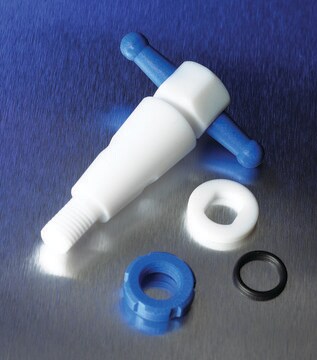 Pyrex&#174; straight bore plug assembly, PTFE plug bore 2&#160;mm