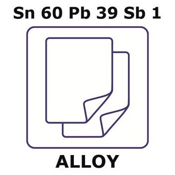 Tin-lead-antimony alloy, Sn60Pb39Sb1 foil, 20 x 25mm, 0.10mm thickness