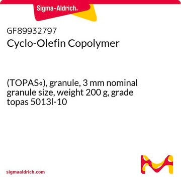 Cyclo-Olefin Copolymer (TOPAS«), granule, 3&#160;mm nominal granule size, weight 200&#160;g, grade topas 5013l-10