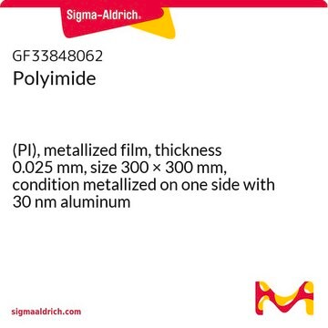 Polyimide (PI), metallized film, thickness 0.025&#160;mm, size 300 × 300&#160;mm, condition metallized on one side with 30 nm aluminum