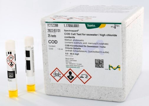 COD Cell Test for seawater / high chloride contents photometric, 5.0-60.0&#160;mg/L (COD), Spectroquant&#174;