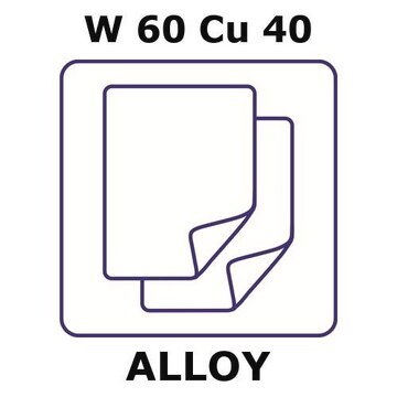 Tungsten-copper alloy, W60Cu40 foil, 25 x 50mm, 0.125mm thickness