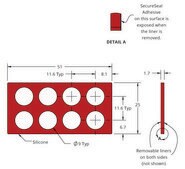 Grace Bio-Labs Press-To-Seal silicone isolator, PSA one side wells, 8 (Round, 9mm diameter, 1.7mm depth), (Adhesive on one side)