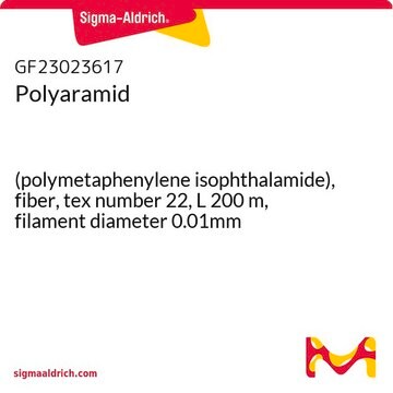 Polyaramid (polymetaphenylene isophthalamide), fiber, tex number 22, L 200&#160;m, filament diameter 0.01mm