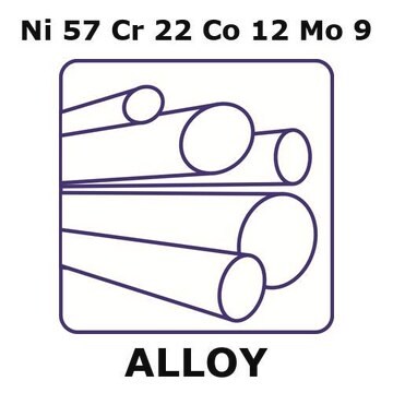 inconel&#174; 617 rod, Ni57%/Cr22%/Co12%/Mo 9, 2.4&#160;mm diameter, length 900 mm, temper annealed