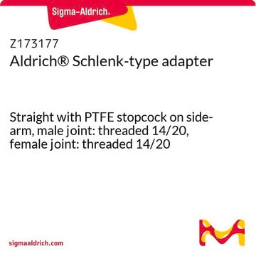 Aldrich&#174; Schlenk-type adapter Straight with PTFE stopcock on side-arm, male joint: threaded 14/20, female joint: threaded 14/20