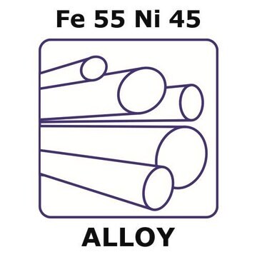 Iron/nickel rod, Fe 55%/Ni 45%, 16&#160;mm diameter, length 50 mm, temper unannealed