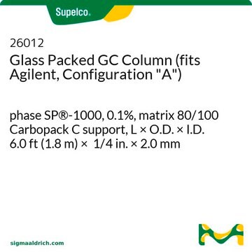 Glass Packed GC Column (fits Agilent, Configuration "A") phase SP&#174;-1000, 0.1%, matrix 80/100 Carbopack C support, L × O.D. × I.D. 6.0&#160;ft (1.8&#160;m) × 1/4&#160;in. × 2.0&#160;mm