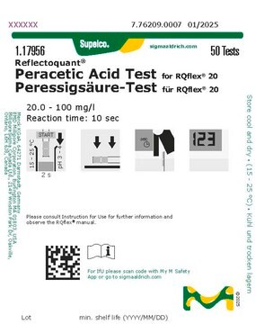 Peracetic Acid Test reflectometric, 20.0-100&#160;mg/L (peracetic acid), for use with REFLECTOQUANT&#174;