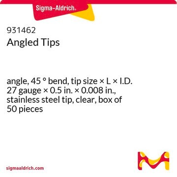 Angled Tips angle, 45&#160;° bend, tip size × L × I.D. 27&#160;gauge × 0.5&#160;in. × 0.008&#160;in., stainless steel tip, clear, box of 50&#160;pieces