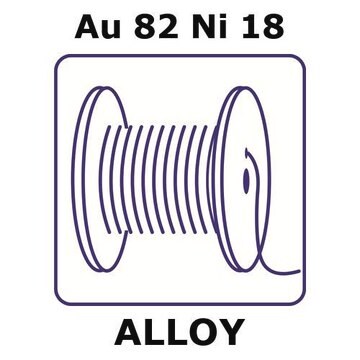 Gold-nickel alloy, Au82Ni18 10m wire, 0.025mm diameter, annealed