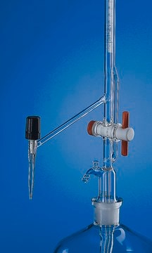 BRAND&#174; BLAUBRAND&#174; automatic burette, Pellet pattern volume 10&#160;mL, accuracy: ±0.020&#160;mL, clear borosilicate glass 3.3 (Schellbach lateral needle-valve stopcock PTFE key, grad. in blue)