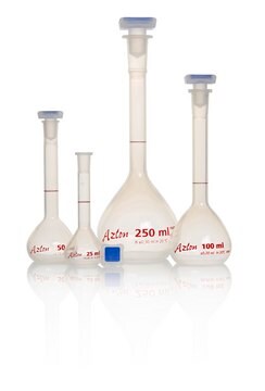 Azlon Clear PMP Volumetric Flask with PPE Stopper class B, tolerance, capacity 25&#160;mL