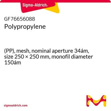 Polypropylene (PP), mesh, nominal aperture 34ám, size 250 × 250&#160;mm, monofil diameter 150ám