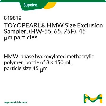 TOYOPEARL&#174; HMW Size Exclusion Sampler, (HW-55, 65, 75F), 45 &#956;m particles HMW, phase hydroxylated methacrylic polymer, bottle of 3 × 150&#160;mL, particle size 45&#160;&#956;m