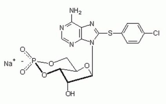 Adenosine 3&#8242;,5&#8242;-cyclic Monophosphate, 8-(4-Chlorophenylthio)-, Sodium Salt Cell-permeable cAMP analog that activates both protein kinase A and protein kinase G.