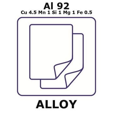 Aluminium alloy 2014 foil, Al92%/Cu 8%/Mn 1%/Si 1%/Fe 0.5%/Mg %, thickness 1.50&#160;mm, size 300 × 300&#160;mm