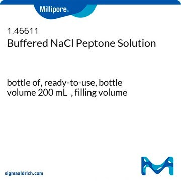 Buffered NaCl Peptone Solution bottle capacity 250 mL, bottle filling volume 200 mL, closure type, Blue crimp cap with septum, pack of 6 bottles