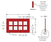 Grace Bio-Labs Press-To-Seal silicone isolator, PSA one side wells, 8 (Square, 7mm x 7mm x 0.6mm depth), (Adhesive on one side)
