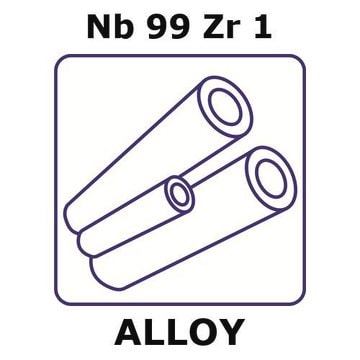 Niobium-zirconium alloy, Nb99Zr1 100mm tube, 1.76mm outside diameter, 0.25mm wall thickness, 1.26mm inside diameter