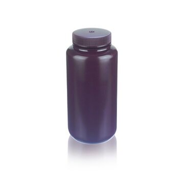Wheaton&#174; Leak Resistant Bottle capacity 1000&#160;mL, high-density polyethylene bottle, amber bottle, wide-mouth bottle, bottle diam. × H 91&#160;mm × 199&#160;mm, 63-415
