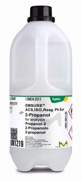 Ethanol for analysis completely denatured with 1% Ethyl methyl ketone, 1% Isopropyl alcohol, 1g/100l Denatonium benzoate EMSURE&#174;