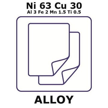 Monel&#174; alloy k-500, Ni63Cu30Al3Fe2Mn1.5Ti0.5 sheet, 100 x 100mm, 3.5mm thickness, annealed