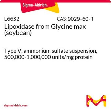 Lipoxidase from Glycine max (soybean) Type V, ammonium sulfate suspension, 500,000-1,000,000&#160;units/mg protein