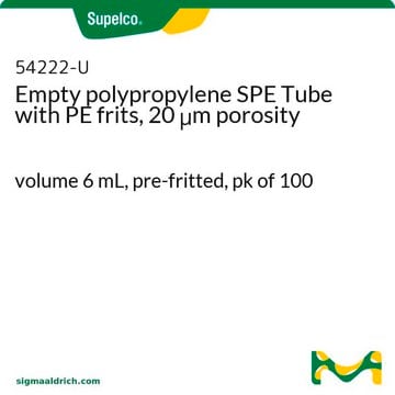 Empty polypropylene SPE Tube with PE frits, 20 &#956;m porosity volume 6&#160;mL, pre-fritted, pk of 100