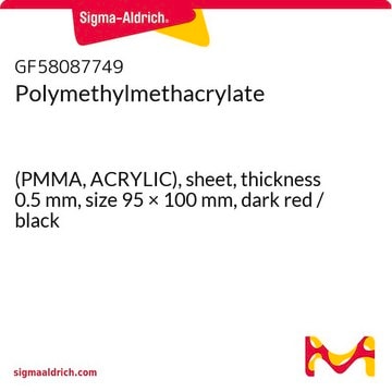 Polymethylmethacrylate (PMMA, ACRYLIC), sheet, thickness 0.5&#160;mm, size 95 × 100&#160;mm, dark red / black