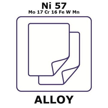 Hastelloy&#174; C276 - heat resisting alloy, Ni57Mo17Cr16FeWMn foil, 100 x 100mm, 0.075mm thickness, annealed, light tight (lt)