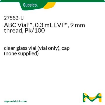 ABC Vial&#8482;, 0.3 mL LVI&#8482;, 9 mm thread, Pk/100 clear glass vial (vial only), cap (none supplied)