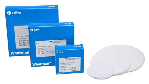 Whatman&#174; quantitative filter paper, ashless, Grade 589/3 blue ribbon circles, diam. 12.8&#160;mm, pack of 1000